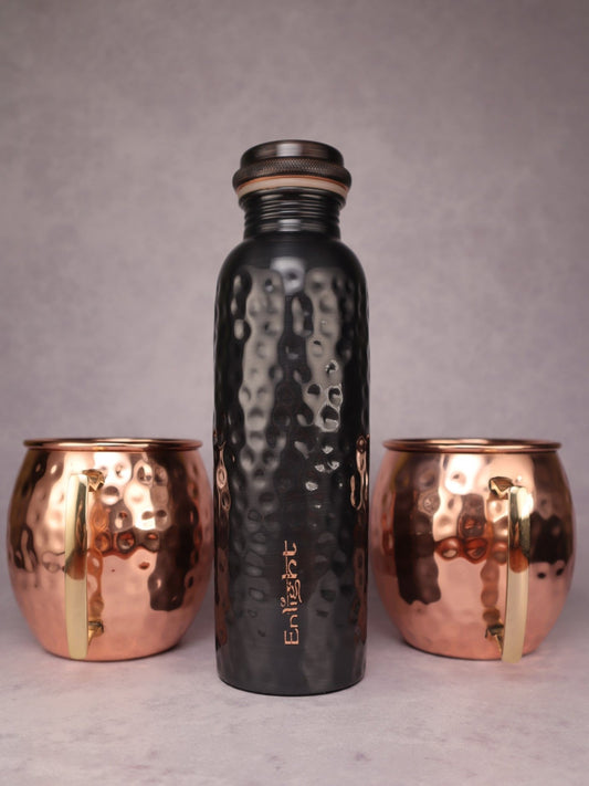 Bakrena boca (izaberite bilo koju) + dvije bakrene šalice SET - Enlight Shop