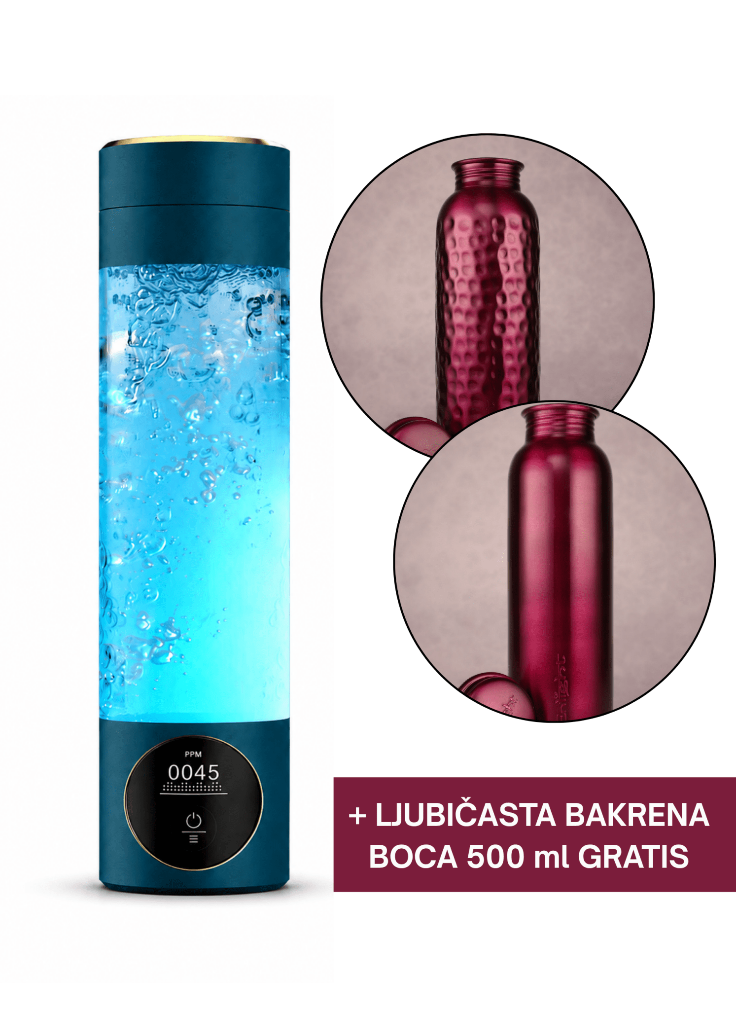 AKCIJA: Enlight ANTI-AGE VODIK boca 280 ml + GRATIS bakrena boca 500 ml - Enlight Shop