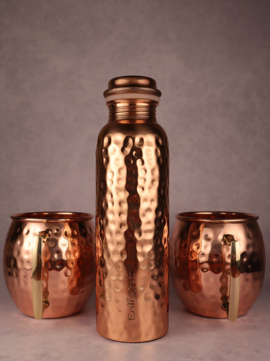 Bakrena boca (izaberite bilo koju) + dvije bakrene šalice SET - Enlight Shop