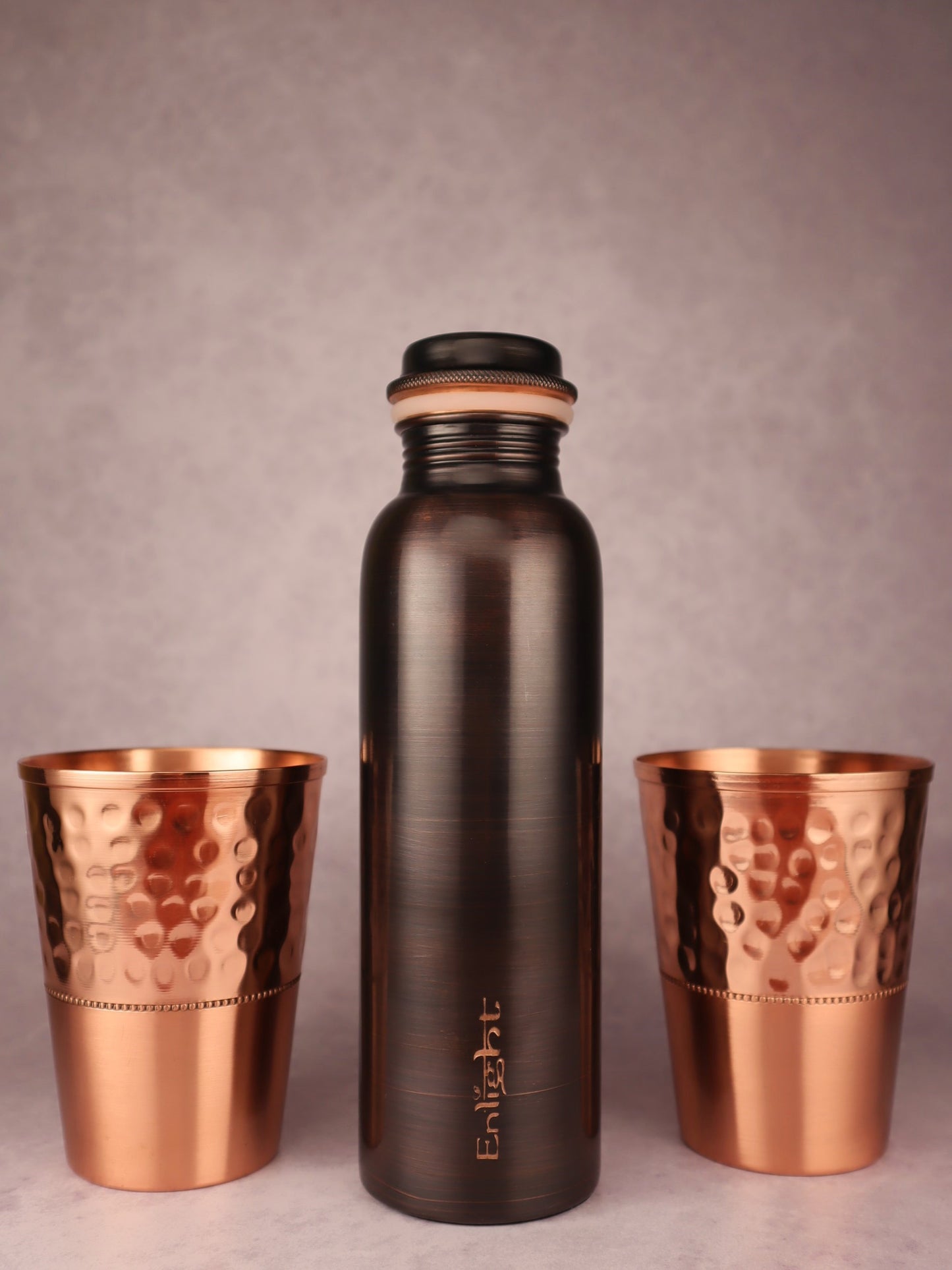 Copper bottle (choose any) + two copper glasses SET